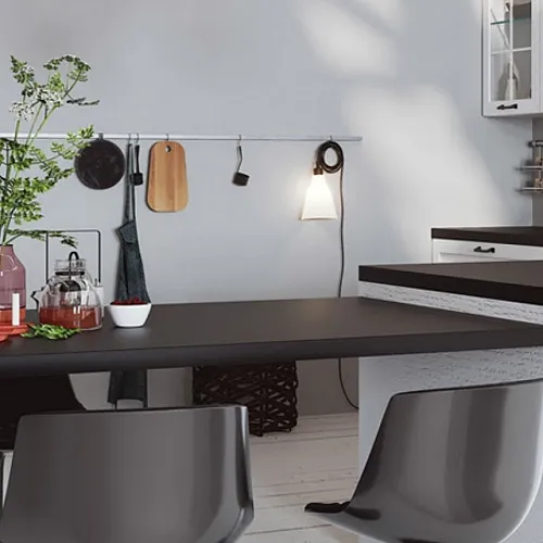 Cocina en color negro y blanco