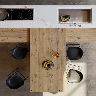 Cocina en color blanco y madera