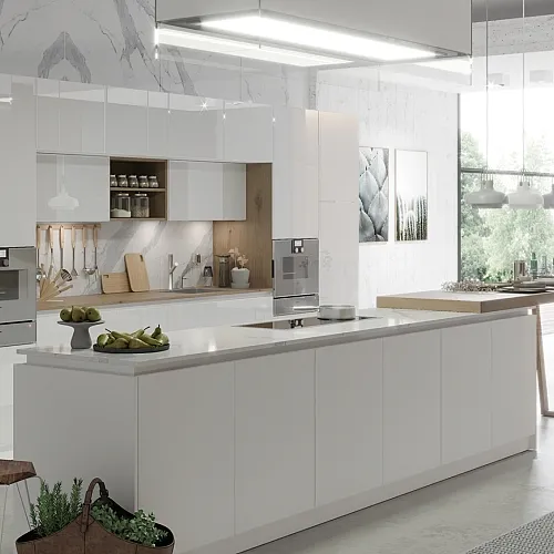 Cocina blanca brillo Moderna