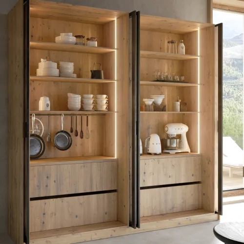 Kitchens with retractable doors